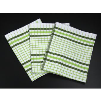 Kuchyňské utěrky EGYPTSKÁ BAVLNA 15, zelené káro/proužek, 3 kusy, 50x70cm