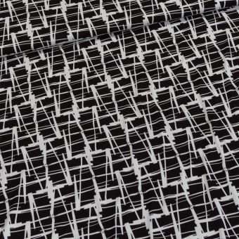 Viskózový úplet 1240/69, bílá mřížka na černé, š.150cm (látka v metráži)