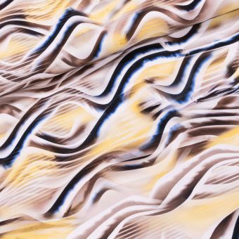 Viskózový úplet 4268, žluto-modro-béžové vlny, š.160cm (látka v metráži)