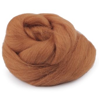 Vlna na plstění / ovčí rouno česané, 730340/42, 20g, hnědá koňak
