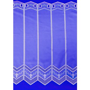 Voálová vitrážová záclona V416 vyšívané mřížka s květy, s bordurou, bílá (více výšek, v metráži)