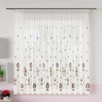 Voálová záclona dětská PRINCEZNIČKY, s olůvkem, barevná (více výšek, v metráži)