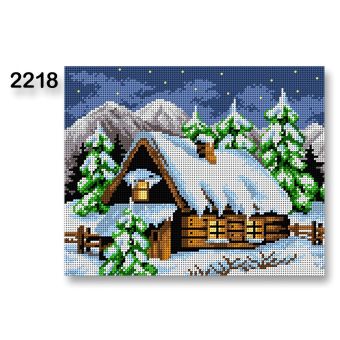 Vyšívací předloha, obrázek na vyšívání 70240/2218, zima 1, modrá, 24x30cm