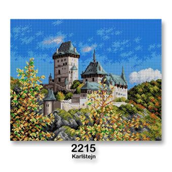 Vyšívací předloha, obrázek na vyšívání 70242/2215, hrad Karlštejn, modrá, 40x50cm