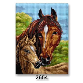 Vyšívací předloha, obrázek na vyšívání 70243/2654, koně 1, hnědá, 30x40cm