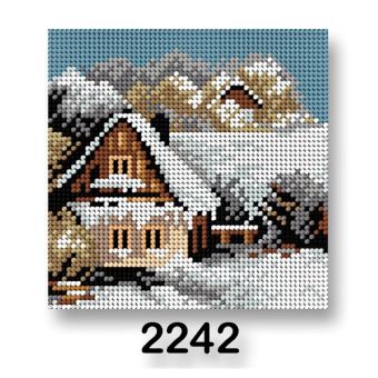 Vyšívací předloha, obrázek na vyšívání 70244/2242, dům zima 1, šedá, 15x15cm
