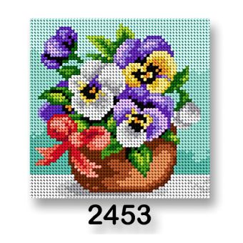 Vyšívací předloha, obrázek na vyšívání 70244/2453, květiny 9, fialové macešky, 15x15cm