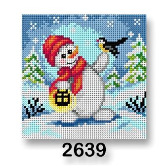 Vyšívací předloha, obrázek na vyšívání 70244/2639, sněhulák, modrá, 15x15cm