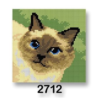 Vyšívací předloha, obrázek na vyšívání 70244/2712, kočka 2, zelená, 15x15cm