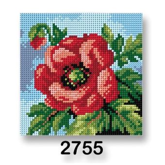 Vyšívací předloha, obrázek na vyšívání 70244/2755 vlčí mák, červená, 15x15cm