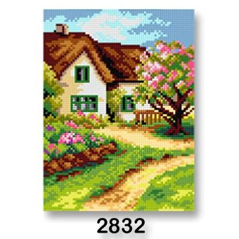 Vyšívací předloha, obrázek na vyšívání 70246/2832 chalupa, zelená, 18x24cm