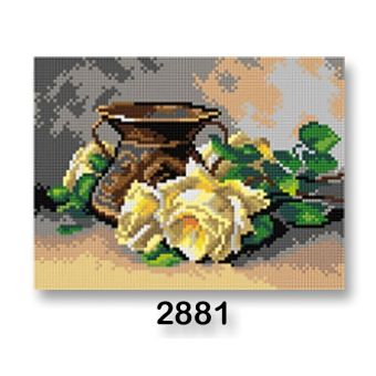 Vyšívací předloha, obrázek na vyšívání 70246/2881 Catherina Klein zátiší se žlutými růžemi, 18x24cm