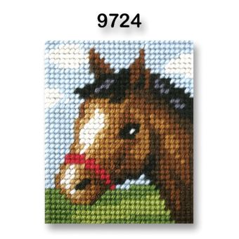 Vyšívací sada s předtištěným motivem 70262/9724 koník II, hnědá, 17x20,5cm