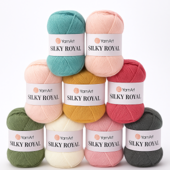 Pletací příze YarnArt SILKY ROYAL jednobarevná, klasická 50g/140m