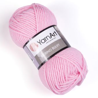 Pletací příze YarnArt MERINO BULKY 217 světle růžová, jednobarevná, 100g/100m
