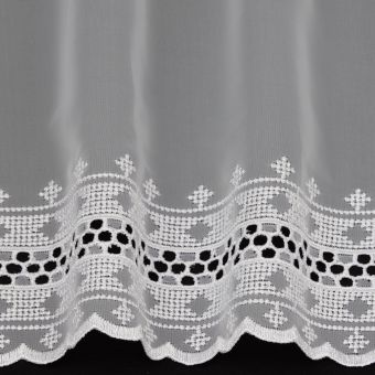 Vitrážová záclona voálová 16723 výšivka ornament, bílá (více výšek, v metráži)
