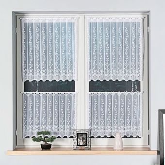 Žakarová vitrážová záclona 352800 květinový vzor, bílá (více výšek, v metráži)