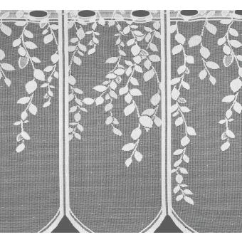 Žakárová vitrážová záclona 607414/011, lístečky, bílá (více výšek, v metráži)