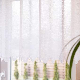 Žakárová vitrážová záclona ALICE 361910, žíhaná, bílá, (více výšek, v metráži)