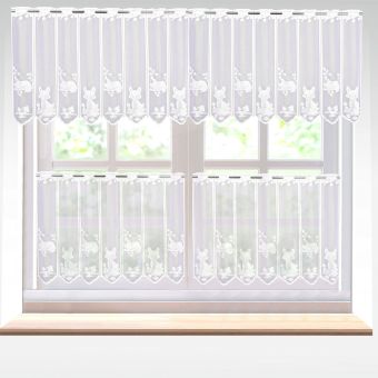 Žakárová vitrážová záclona dětská LIŠKA 604948, bílá (více výšek, v metráži)