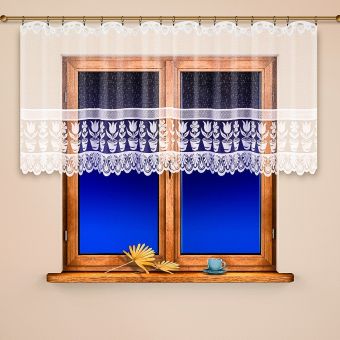 Žakárová vitrážová záclona KYTICE 4618, bílá (více výšek, v metráži)