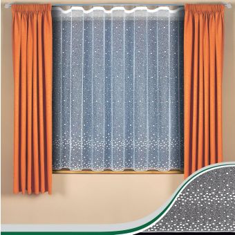 Žakárová záclona 319670 kostičky, s olůvkem, bílá (více výšek, v metráži)