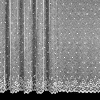 Žakárová záclona 54160/001 lístečky, s bordurou, bílá (více výšek, v metráži)