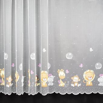 Žakárová záclona dětská  ZVÍŘÁTKA 623-983-01, s bordurou, barevná (více výšek, v metráži)