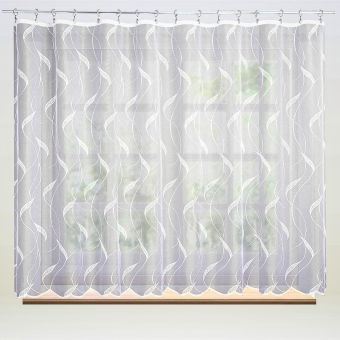 Žakárová záclona LINE 607328, popínavé listy, bílá (více výšek, v metráži)