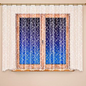 Žakárová záclona NISA geometrický vzor, s bordurou, bílá (více výšek, v metráži)