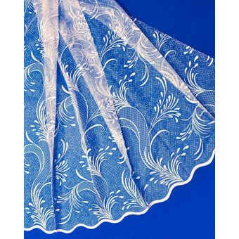 Žakárová záclona V310 lístečky, bílá (více výšek, v metráži)