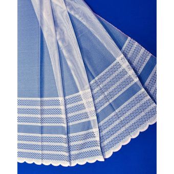 Žakárová záclona V993 proužky, s bordurou, bílá (více výšek, v metráži)