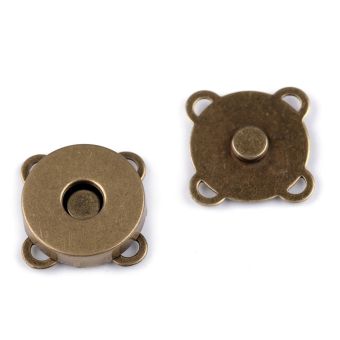 Zapínání na kabelku 730018/4, průměr 18mm, magnetické, staromosaz, kov, 1 pár