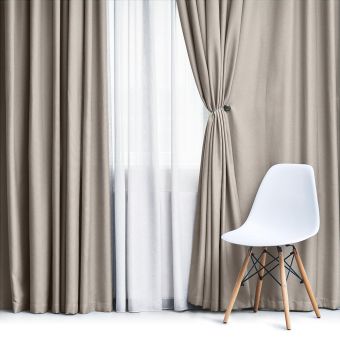 Zatemňovací / termoizolační závěs, blackout jednobarevný UNI OLZ-104 kapučínový, (více šířek, látka v metráži)