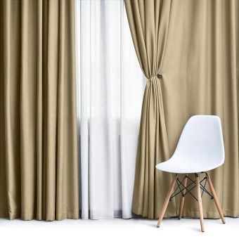 Zatemňovací / termoizolační závěs, blackout jednobarevný UNI OLZ-106 krémový, šířka 150cm (látka v metráži)