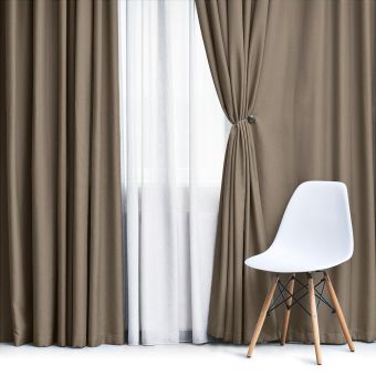 Zatemňovací / termoizolační závěs, blackout jednobarevný UNI OLZ-116 světle hnědý, šířka 150cm (látka v metráži)