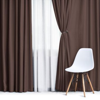 Zatemňovací / termoizolační závěs, blackout jednobarevný UNI OLZ-117 hnědý, (více šířek, látka v metráži)