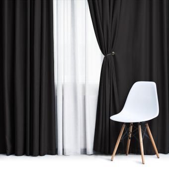 Zatemňovací / termoizolační závěs, blackout jednobarevný UNI OLZ-126 černý, (více šířek, látka v metráži)