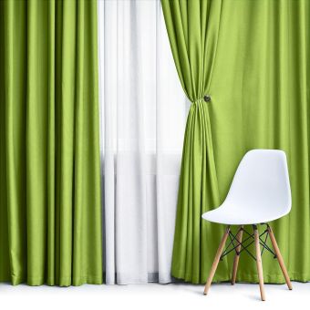 Zatemňovací / termoizolační závěs / termoizolační závěs, blackout jednobarevný UNI OLZ-145 světle zelený, šířka 150cm (látka v metráži)