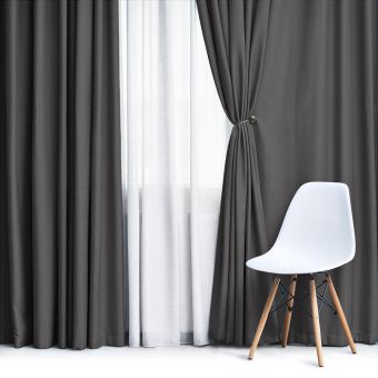 Zatemňovací / termoizolační závěs, blackout jednobarevný UNI OLZ-153 tmavě šedý, šířka 150cm (látka v metráži)