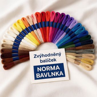 Zvýhodněný balíček vyšívacích přízí NORMA / BAVLNKA Základní barvy  40 kusů / 1 balení