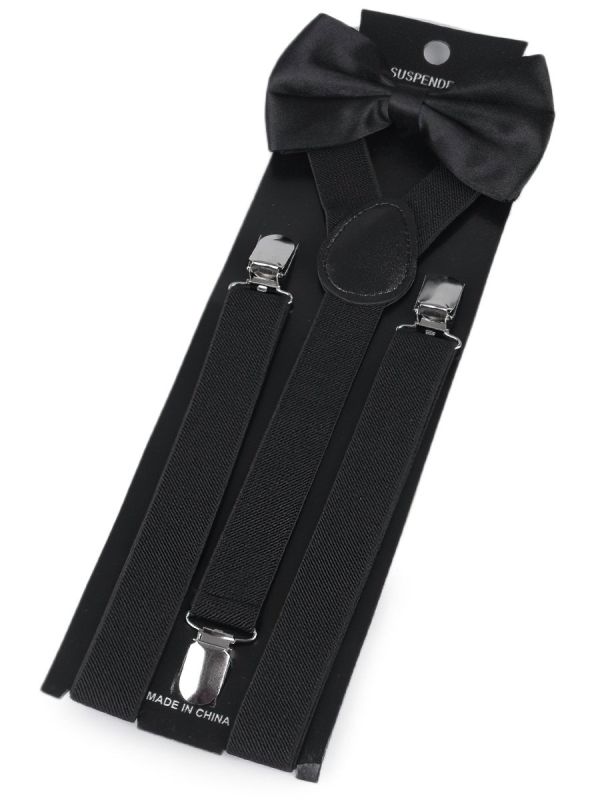 Dětská společenská chlapecká sada, motýlek a šle 650360/04, černá