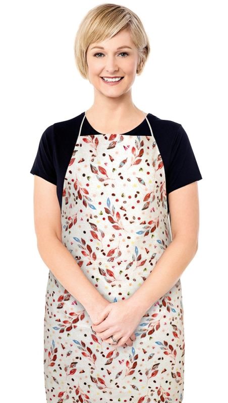 Kuchyňská zástěra BERTA 7750/607, LÍSTEČEK HNĚDÁ, BÉŽOVÁ 67x84cm