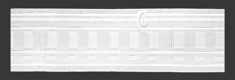 Záclonová řasící páska, stuha 13.85.000.1, multifunkční 4 v 1 (na Ikea háčky), řasení univerzální a 1:2, bílá, šířka 8,5cm (v metráži)