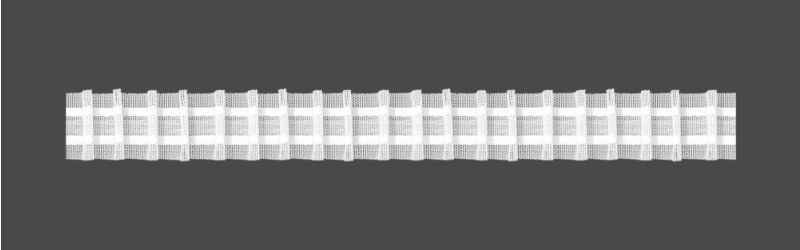 Záclonová řasící páska, stuha F5/Z-200, tužkové sklady, řasení 1:2, transparentní, šířka 2,5cm (v metráži)