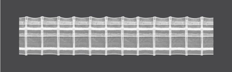 Záclonová řasící páska, stuha Z5/Z-200, tužkové sklady, řasení 1:2, transparentní, šířka 5cm (v metráži)
