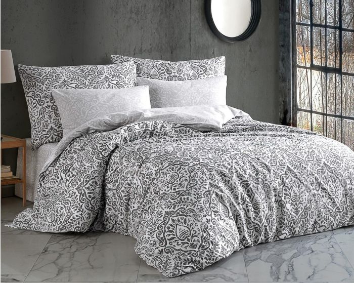Povlečení HANZADE ČERNÉ, ornamenty, bavlna hladká, 140x200cm + 70x90cm 
