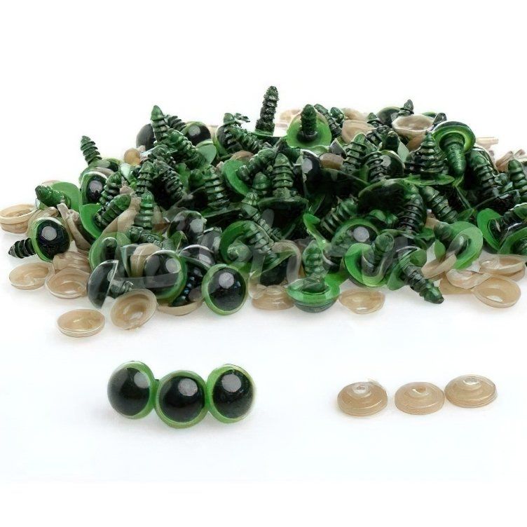 Bezpečnostní oči, jednobarevné zelené, průměr 12mm 