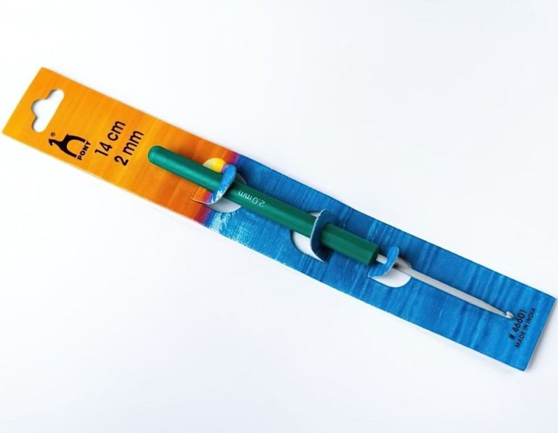 Háček na háčkování PONY, hliník / teflon s plastovou ručkou 46601, velikost 2mm, délka 14cm