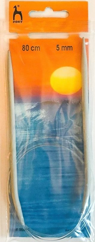 Pletací jehlice PONY, hliníkové, kruhové, 1 kus, délka 80cm, velikost 5mm